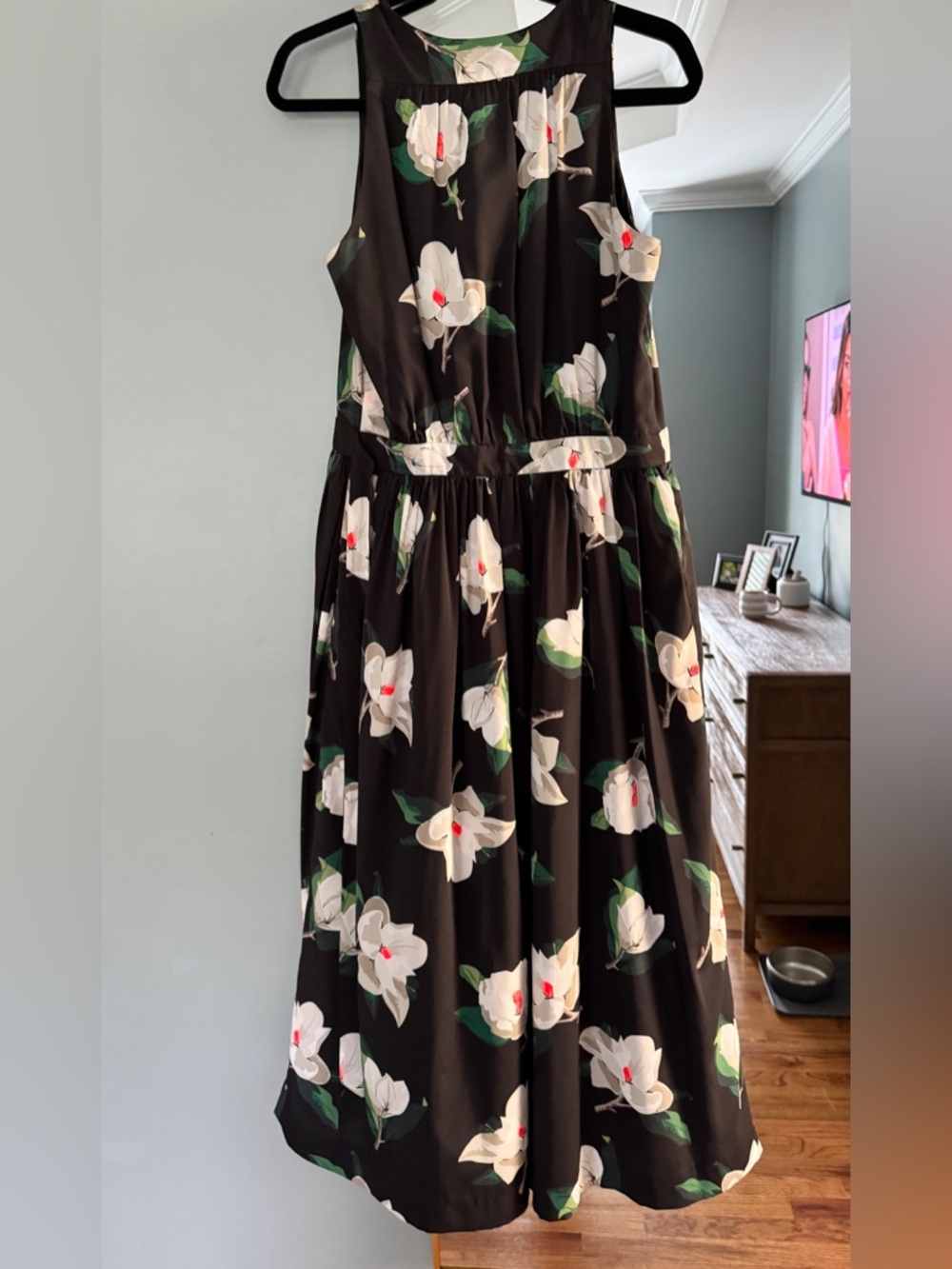 Banana Republic Black Floral Midi Dress